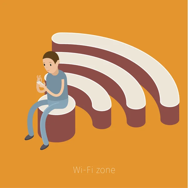 Konsep zona Wifi - Stok Vektor
