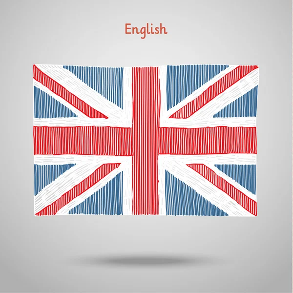 Bandiera inglese disegnata a mano — Vettoriale Stock