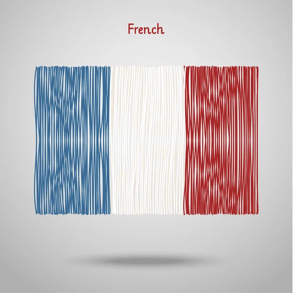 Bandera francesa dibujada a mano — Vector de stock