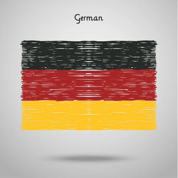 Ručně tažené Německá vlajka — Stockový vektor