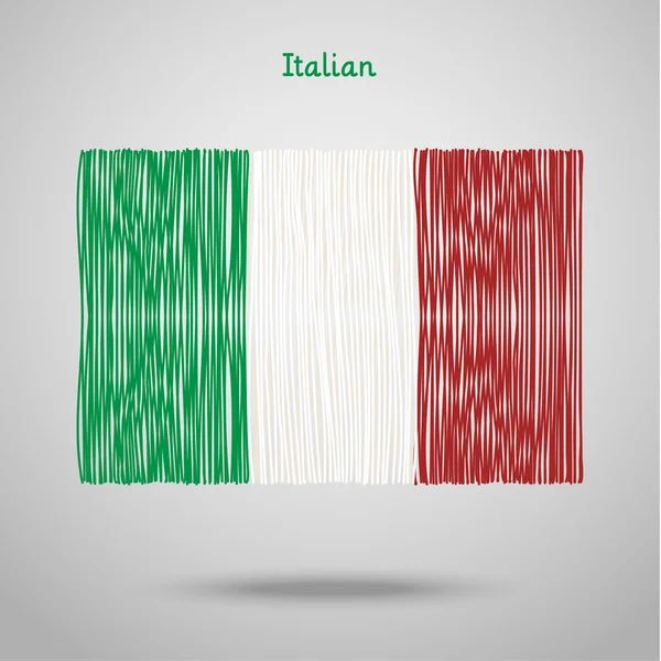 Hand drawn italian flag — Stock Vector