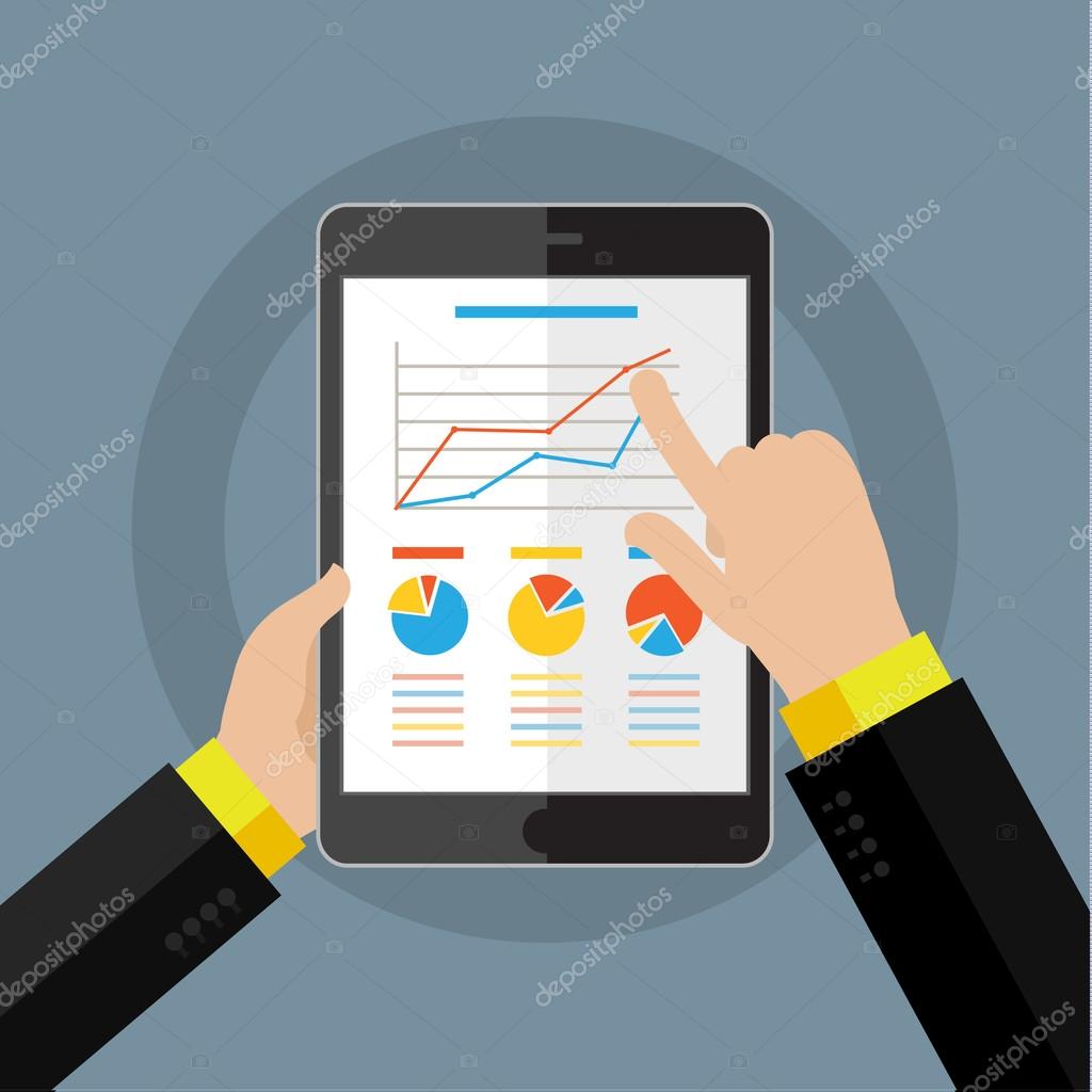 Businessman hands with financial chart