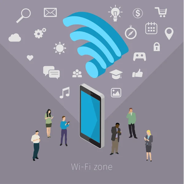 Smartphone avec symbole de Wifi — Image vectorielle