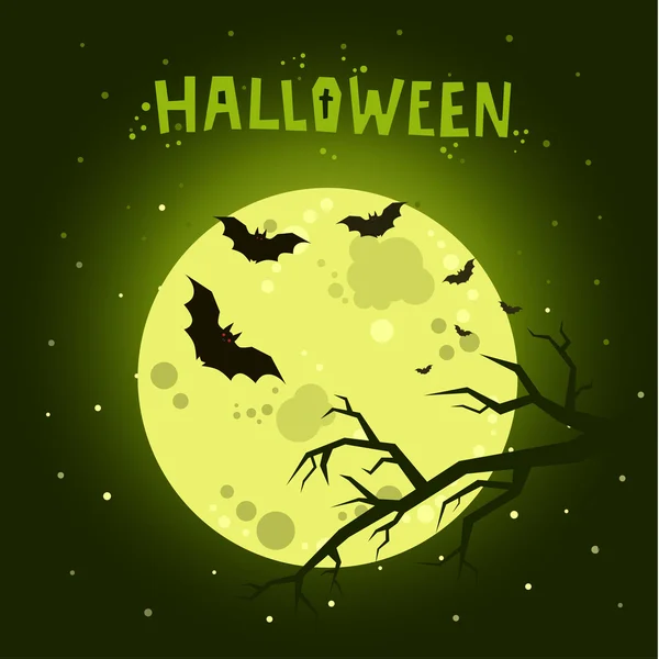 Halloween Poster with flying bats . — Stock Vector