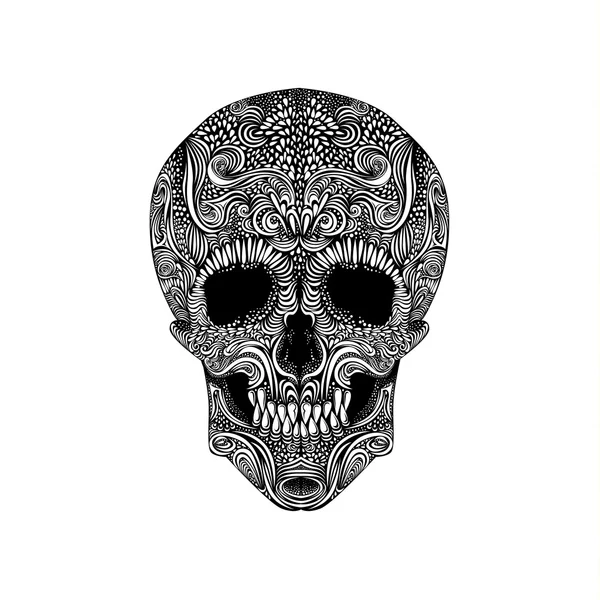 Black and White Tattoo Skull — Stock Vector