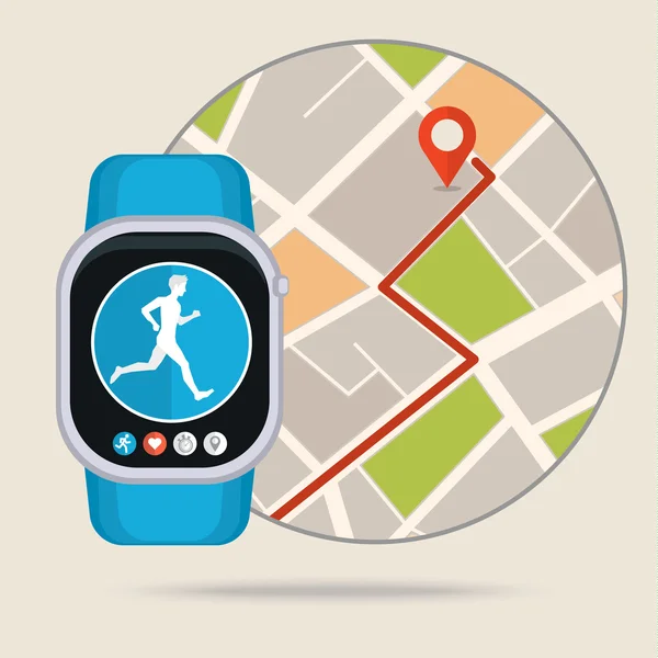 Reloj con rastreador de fitness deportivo — Vector de stock