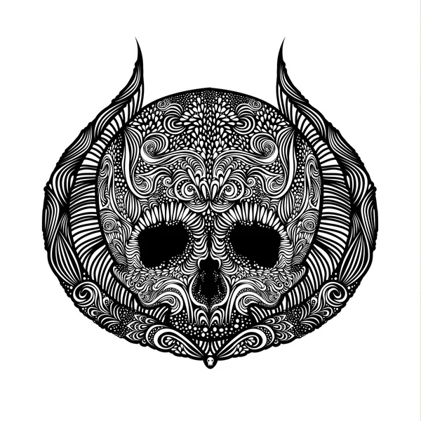 Black and White Tattoo Skull — Stock Vector