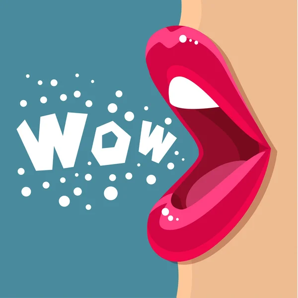 Ouverture de la bouche et message WOW — Image vectorielle