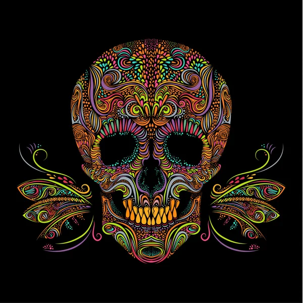 Cráneo de color decorativo — Vector de stock