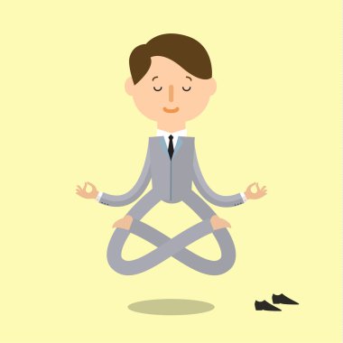 çizgi film iş adamı yoga yapıyor