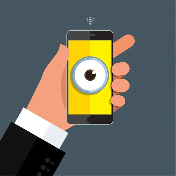 Smartphone mit Auge auf dem Display — Stockvektor