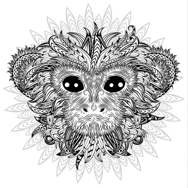 Tattoo design color head of the monkey. — Stock Vector