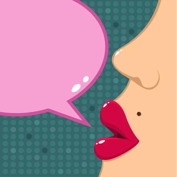 Labios femeninos con burbuja — Vector de stock