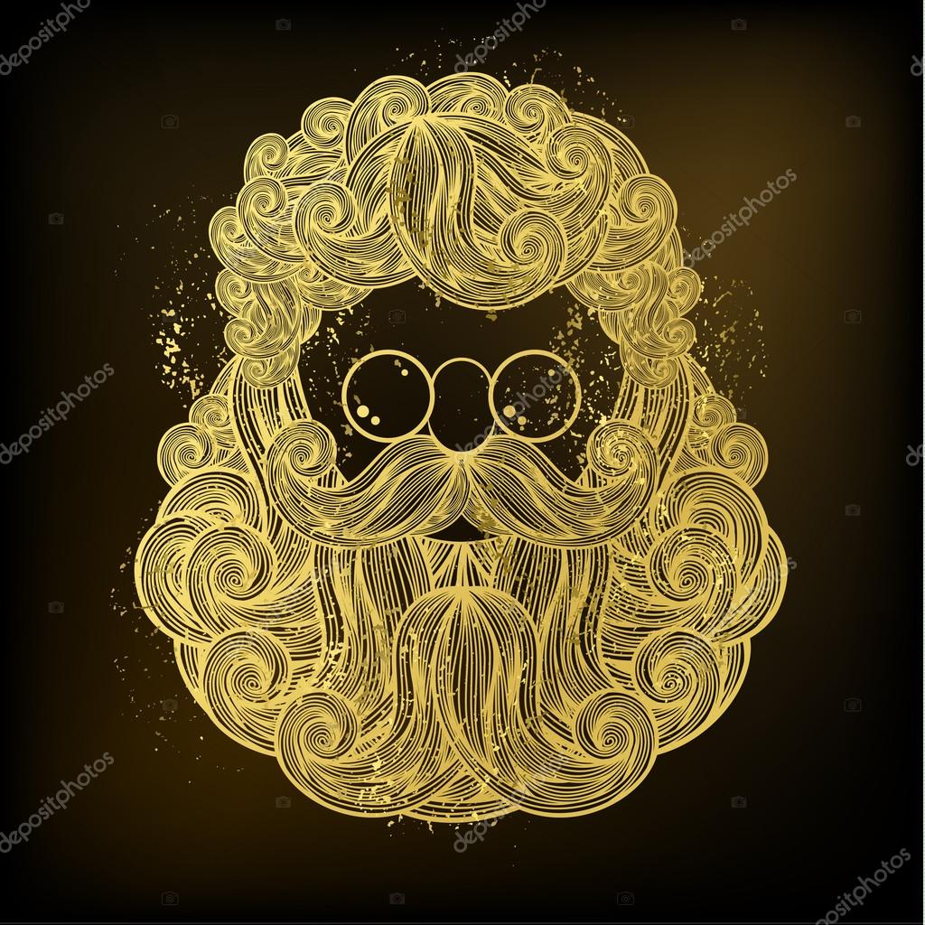 Christmas card with Santa Claus beard and mustache