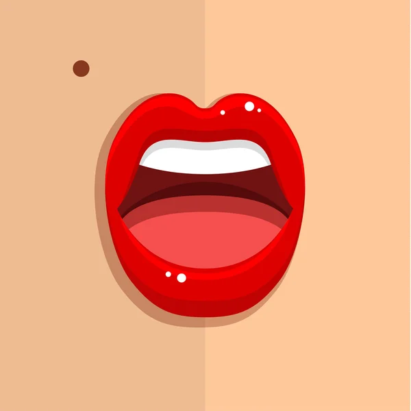 Mouth with open red lips — Stock Vector