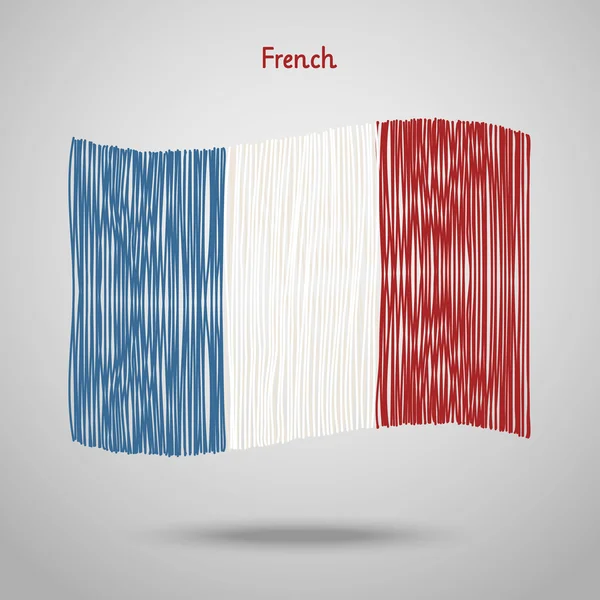 Bandiera francese disegnata a mano — Vettoriale Stock