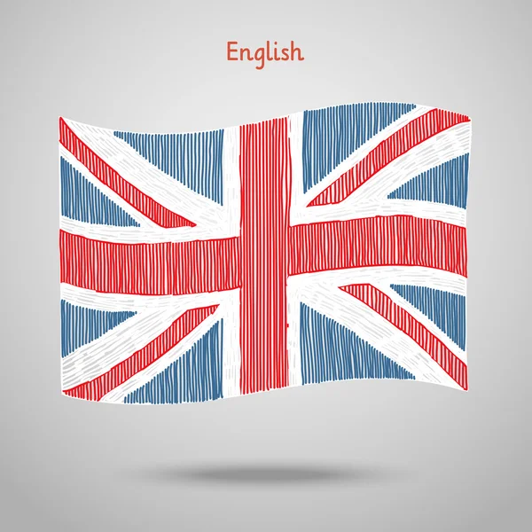 手にはイギリス国旗が描かれました。. — ストックベクタ