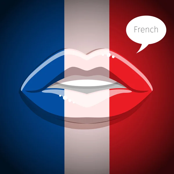 Labios glamurosos de la bandera francesa — Vector de stock