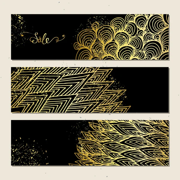 Banners con patrón dorado . — Vector de stock