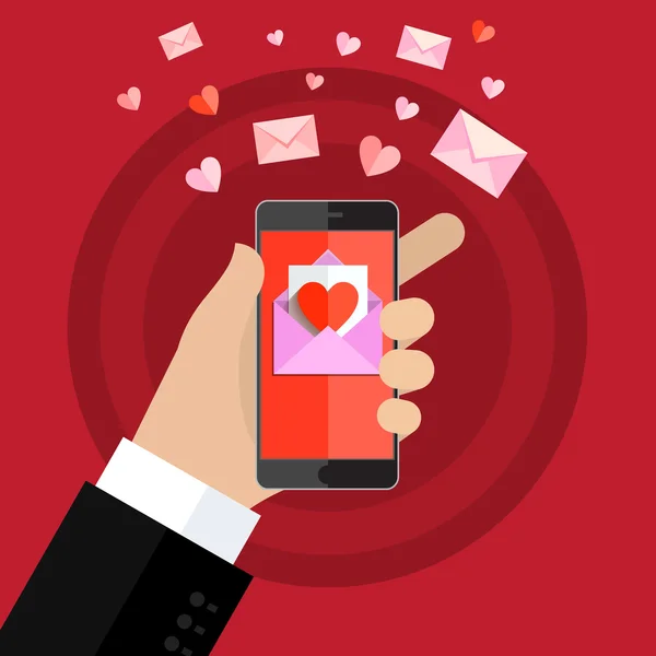 Sevgililer günü için aşk e-postalar göndermek — Stok Vektör