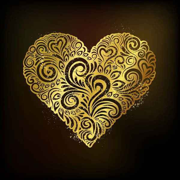 Golden decorative heart — Stock Vector