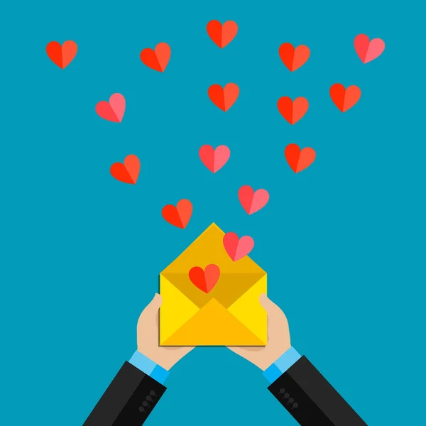 Receber ou enviar e-mails de amor —  Vetores de Stock