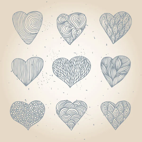 Set of hand drawn hearts — Stock Vector