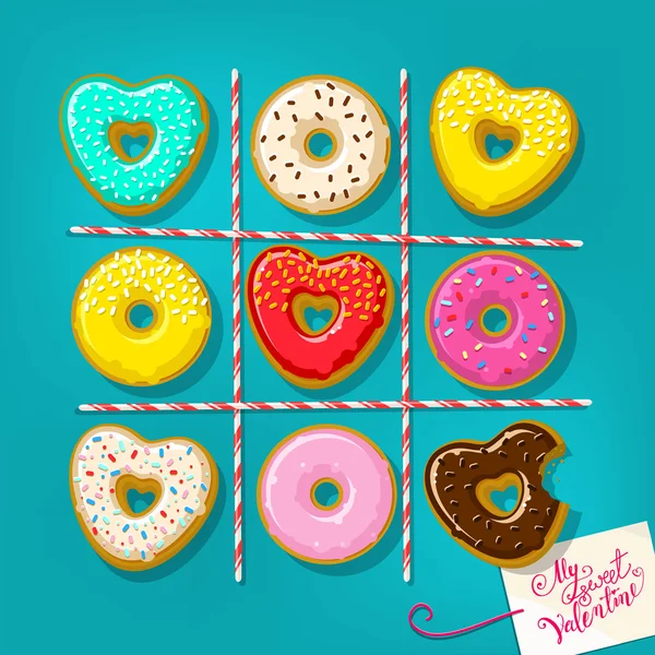 Different sweet donuts — Stock Vector