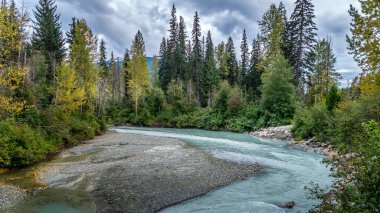 Fitzsimmons Creek 'in Turkuaz Suları British Columbia, Kanada' daki Whistler Köyü 'nde.