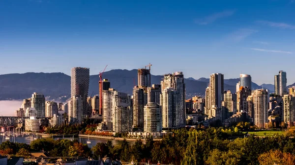 Skyline Downtown Vancouver British Columbia Kanada Vid Solnedgången Sett Från — Stockfoto