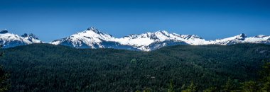 Panorama View of the Tantalus Range. The view is from a Viewpoint on the Sea to Sky Highway between Squamish and Whistler, British Columbia, Canada