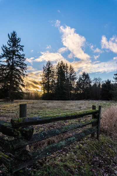 Sonnenuntergang im ländlichen Bauernland des Frasertals — Stockfoto