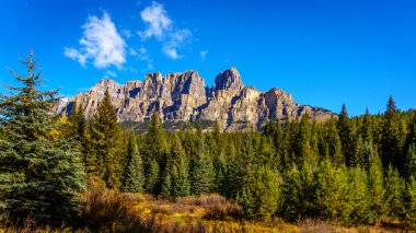 Banff Ulusal Parkı'nda kale dağ sonbaharda