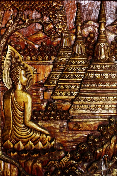 Buddha trä snidning Stockbild
