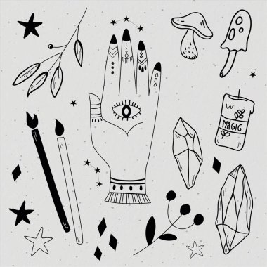 Gizemli el çizimi elementler