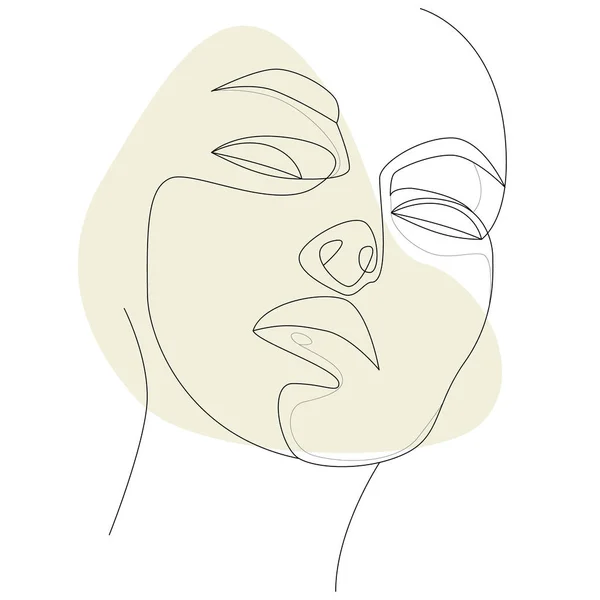 Una línea de arte moderno retrato femenino, vector de belleza — Vector de stock