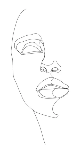 Линейное женское лицо, векторная иллюстрация — стоковый вектор