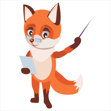 Küçük kızıl tilki bilim adamı bir rapor hazırlıyor.