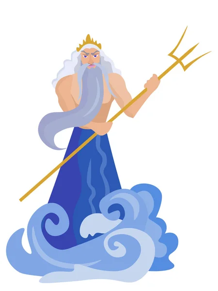 Vektorová ilustrace řeckého olympijského boha moře Poseidon — Stockový vektor