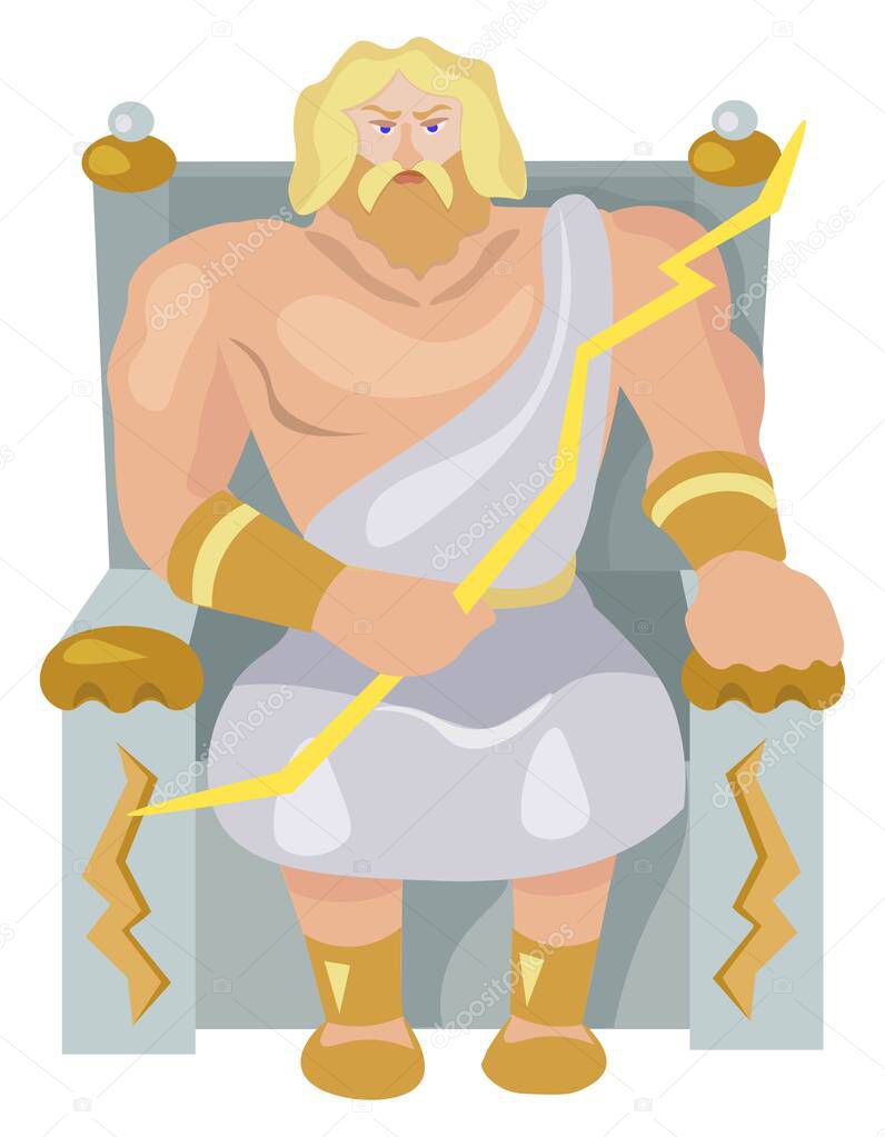 Vector cartoon art of an olympic god zeus