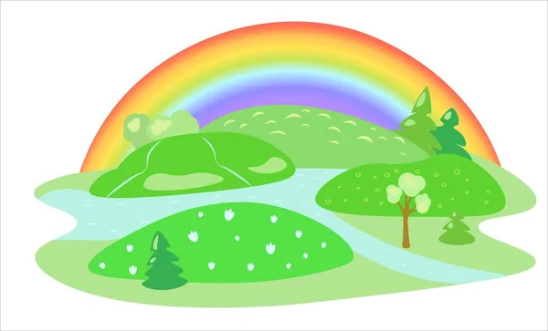 虹のベクトル春の風景 — ストックベクタ
