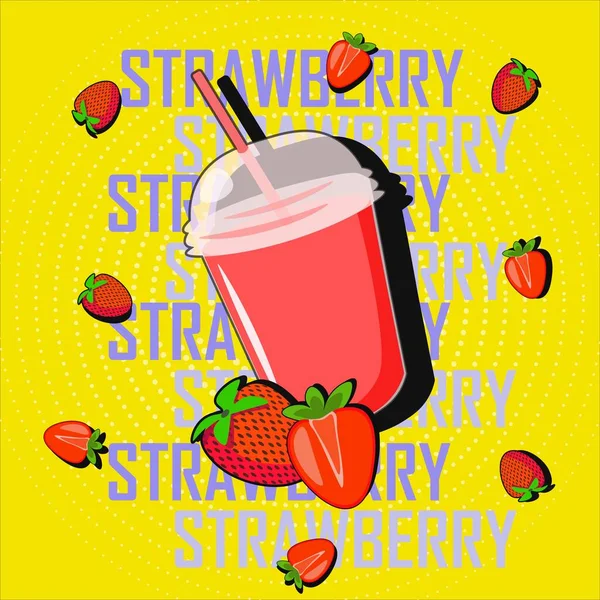 Vector pop art çilekli içecek.