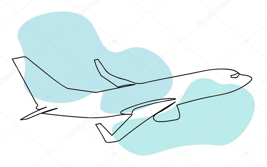 Vector airplane in one line abstract art