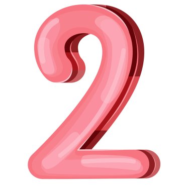 Beyaz arkaplan illüstrasyonunda 2 numaralı pembe renk koleksiyonu