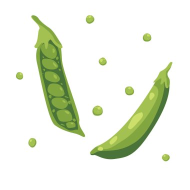 İki yeşil bezelye seti, yarım göz kırpma ve dolu.