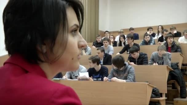 Kijev Kijev Ukrajna 2015 Szeptember Diákok Ülnek Előadáson Egyetemen — Stock videók