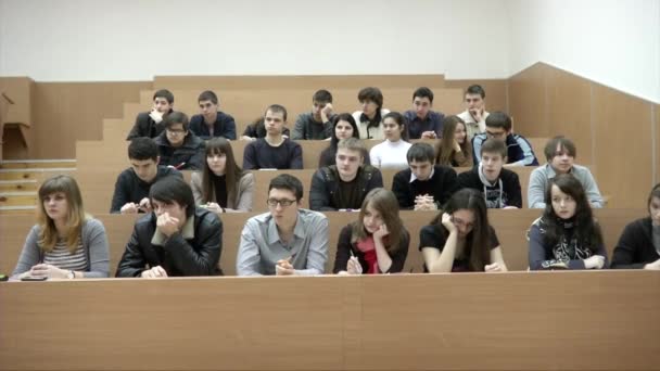Киев Украина Сентября 2015 Студенты Сидящие Лекции Университете — стоковое видео