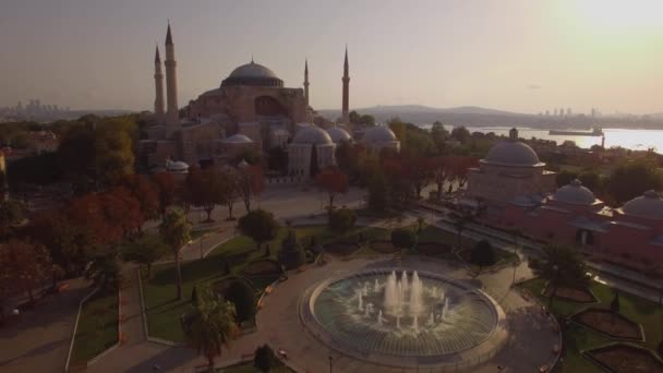 Aerial footage of Hagia Sophia in Istanbul city. Amazing shot.4K — Stock Video