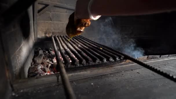 Cocinar Carne Parrilla Carne Fresca Res — Vídeo de stock