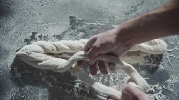 Male Baker Preparing Dough Dolly Slow Motion — Αρχείο Βίντεο